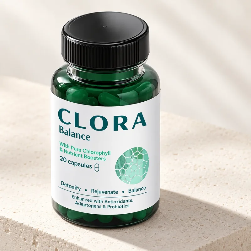 Clora Balance – opakowanie kapsułek na jasnym podeście