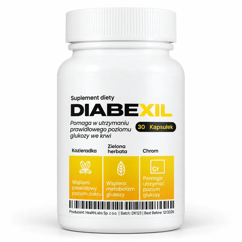 Diabexil – słoik kapsułek z kozieradką, zieloną herbatą i chromem