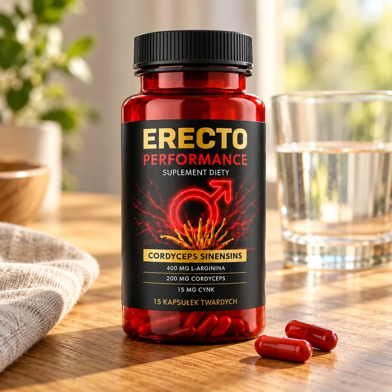 Erecto Performance – słoik i kapsułki na stole