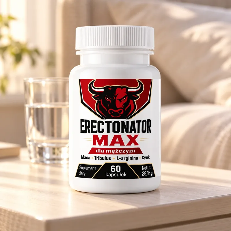 Erectonator Max – słoik kapsułek na stoliku