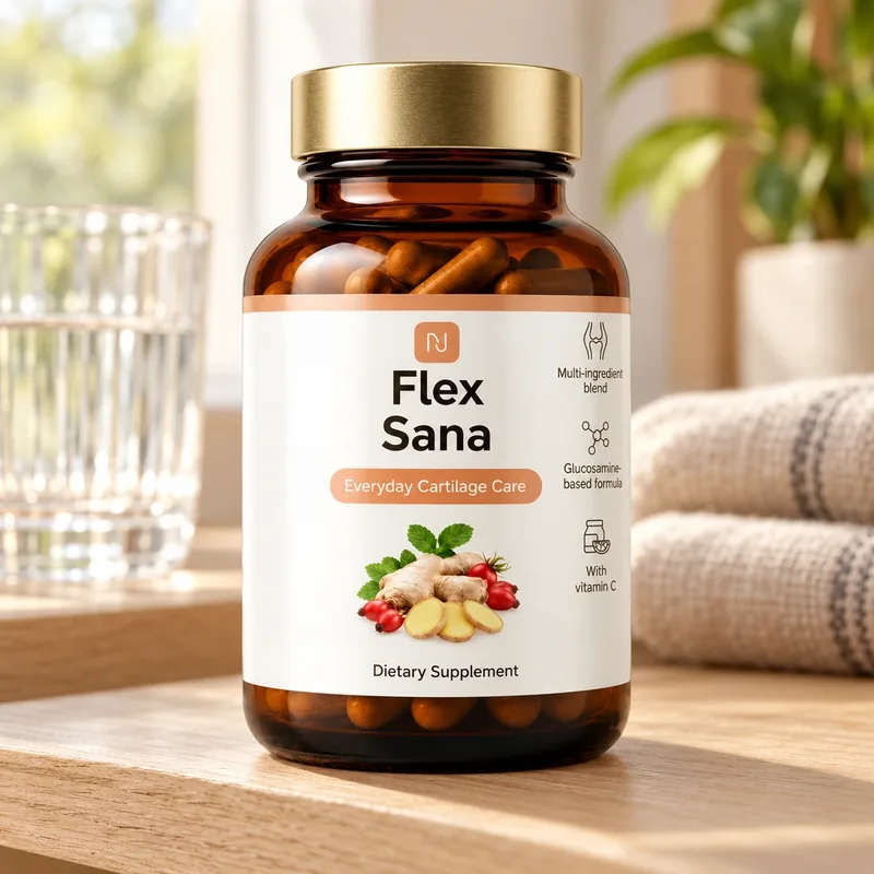 Flex Sana – słoik kapsułek na stole