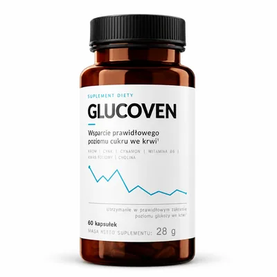 Glucoven – brązowy słoik kapsułek z chromem i cynamonem