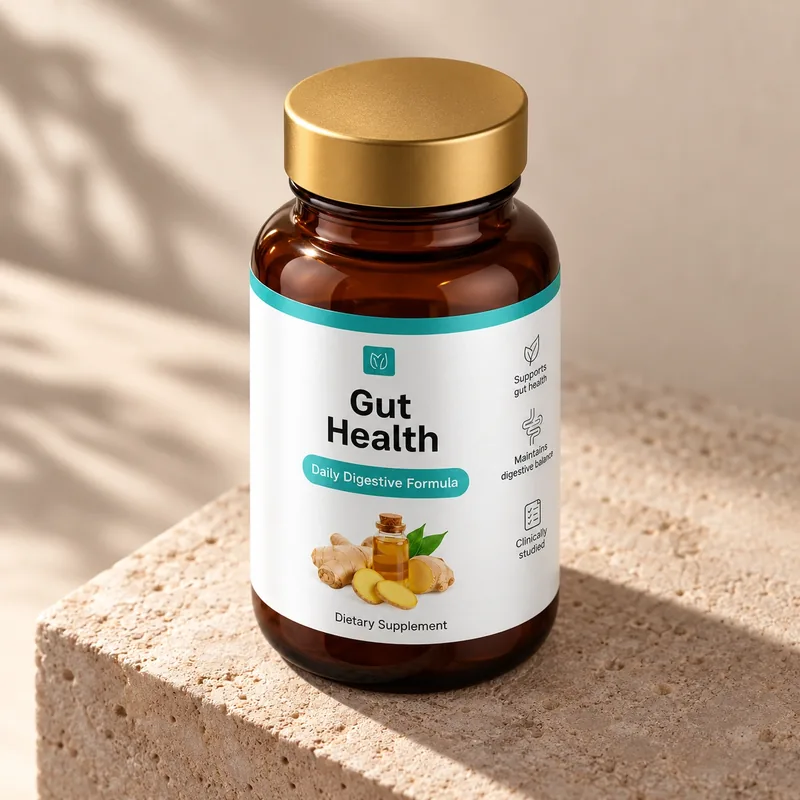 Gut Health – opakowanie kapsułek na kamiennym podeście