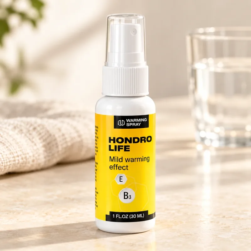 Hondro Life – spray na stole obok szklanki wody