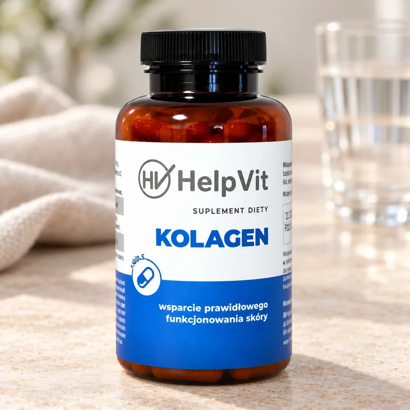 HelpVit Kolagen – słoik kapsułek na stole