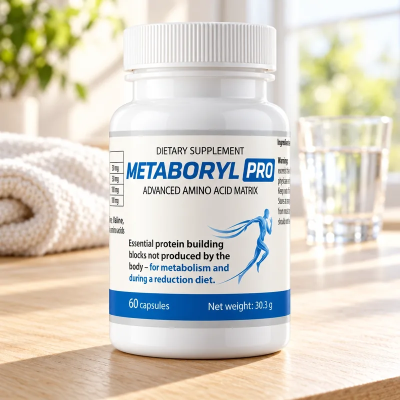 Metaboryl Pro – słoik obok ręcznika