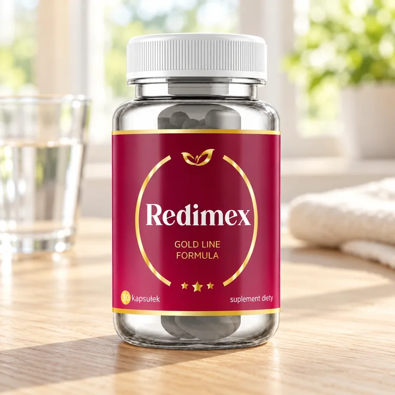 Redimex – słoik obok szklanki wody