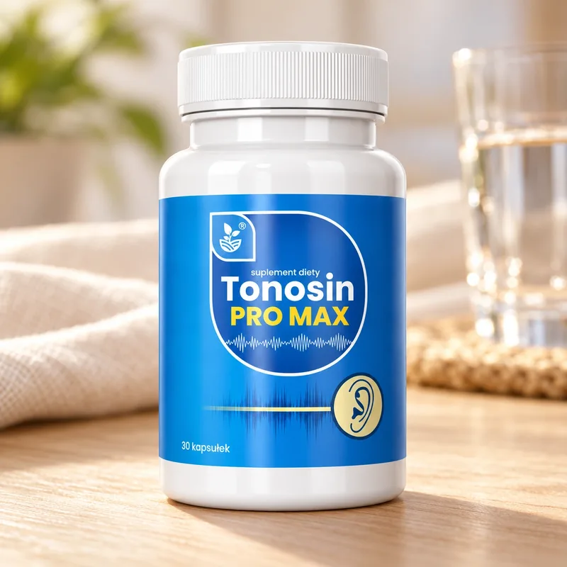 Tonosin Pro Max – słoik obok szklanki wody