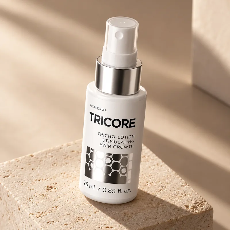 Tricore – butelka sprayu na kamiennym bloku w słońcu