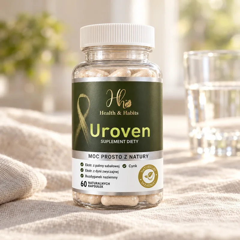 Uroven – słoik kapsułek na stole